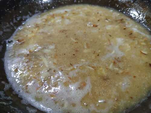 adding water for sooji halwa recipe