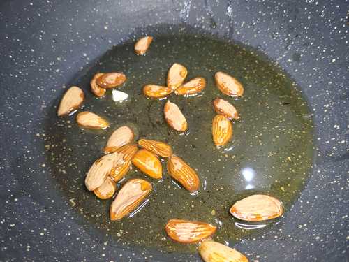 adding almonds to halwa recipe